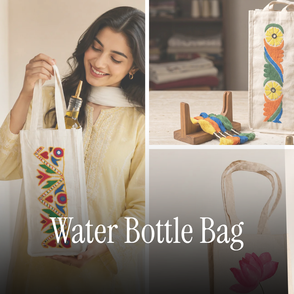 Water Bottle Bag - Embroidered and Printed