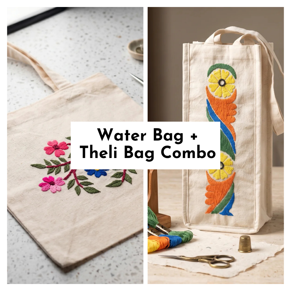Water Bottle + Theli Bag Combo