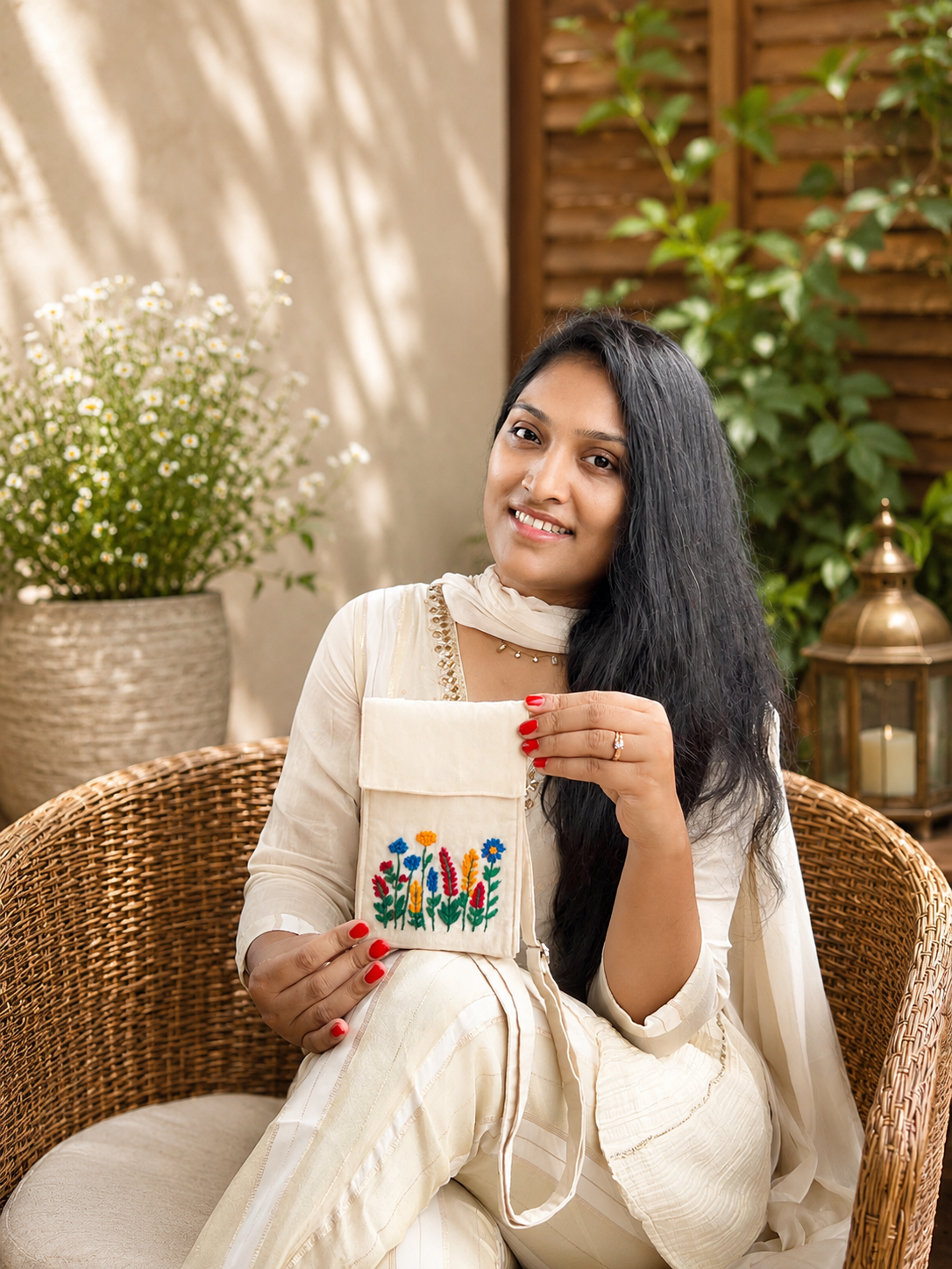 Embroidered Potli Style Mobile Pouch