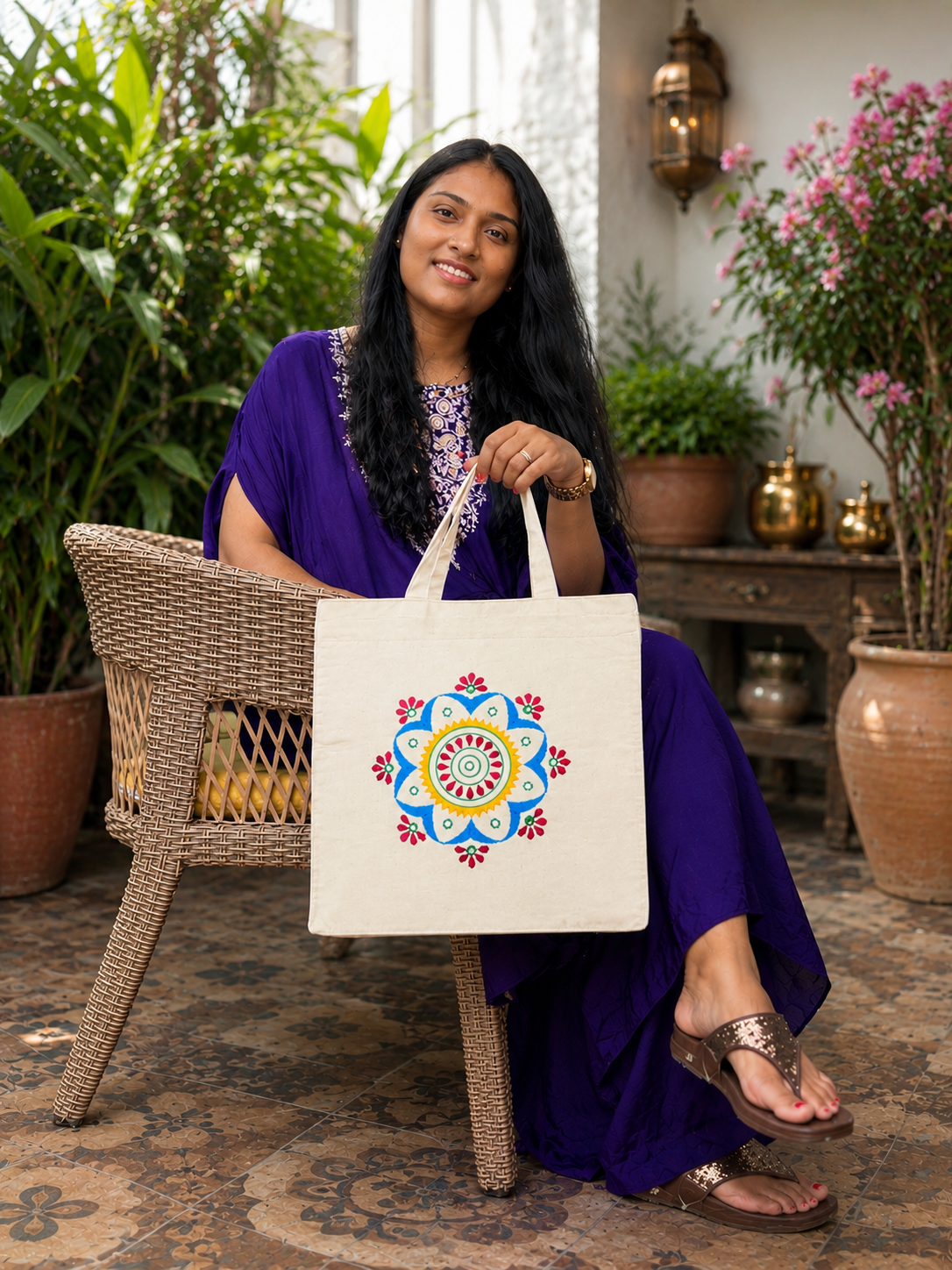 Cotton Travel Tote Bag For Ladies