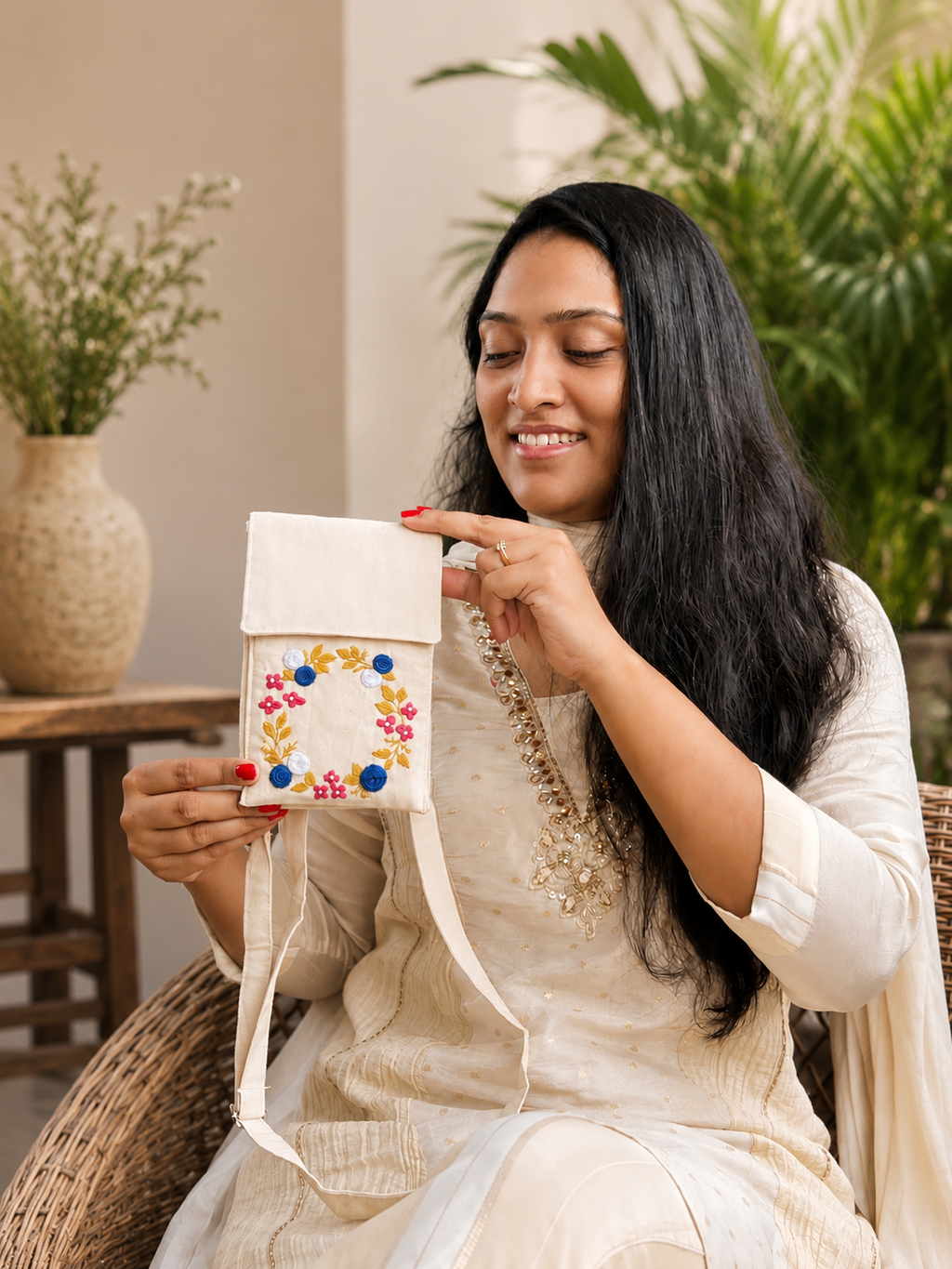 Embroidered Mobile Cover For Women