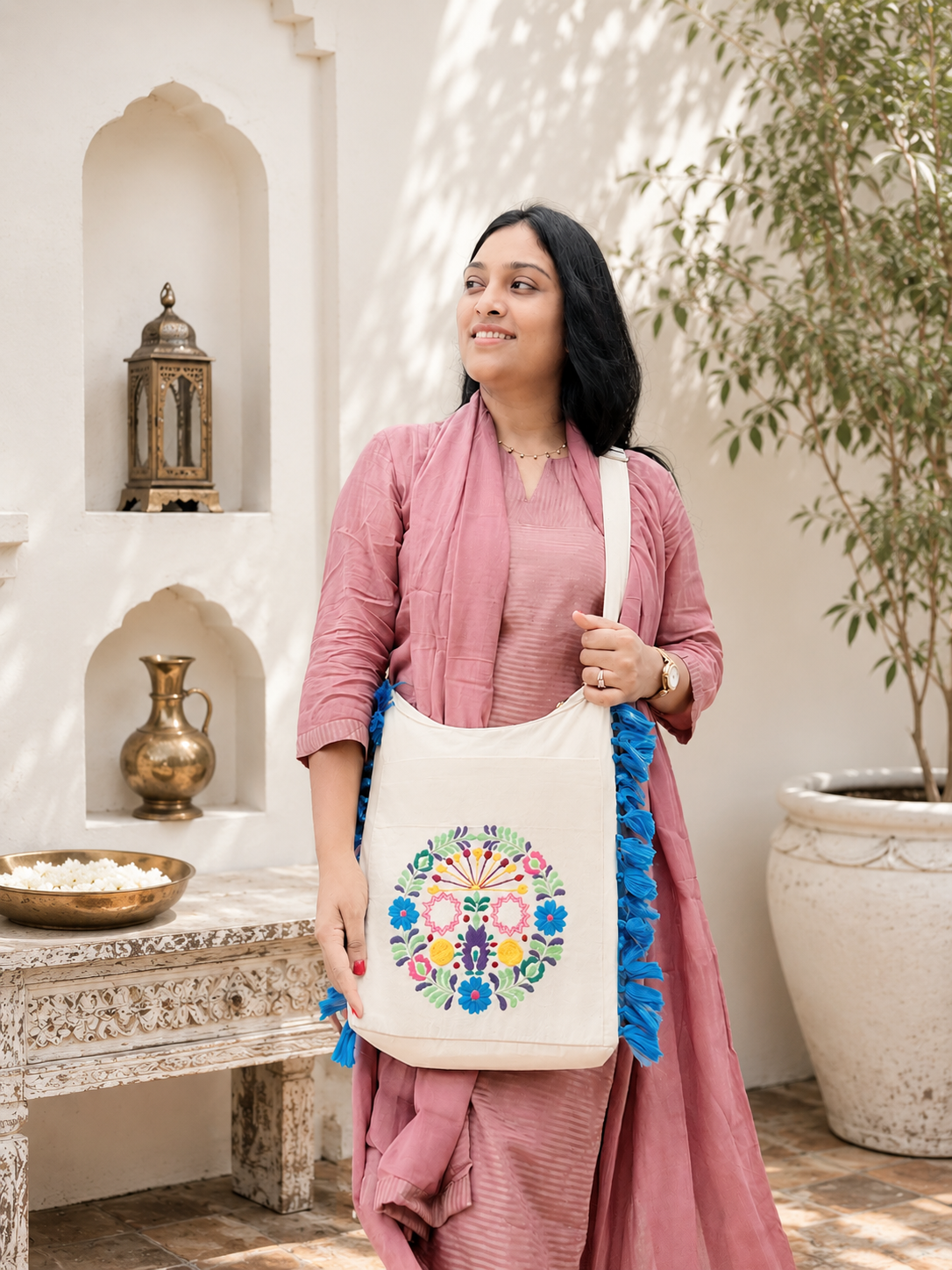Cotton Travel Jhola Bag Women