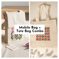 Embroidered Tote Bag & Mobile Pouch Combo