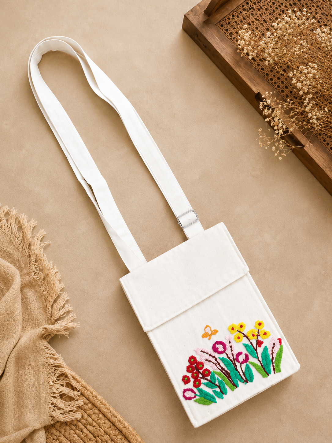 Floral Threadwork Mobile Phone Cover