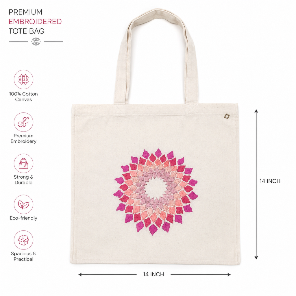 Embroidered Cotton Tote Bag Women