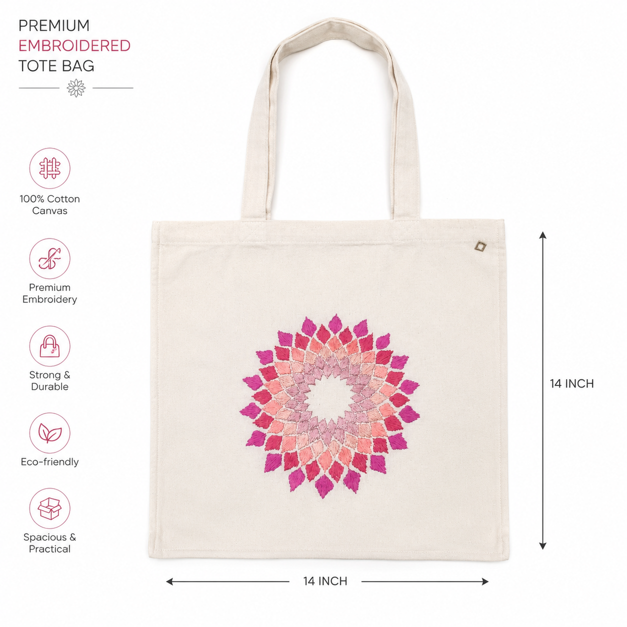 Embroidered Cotton Tote Bag Women