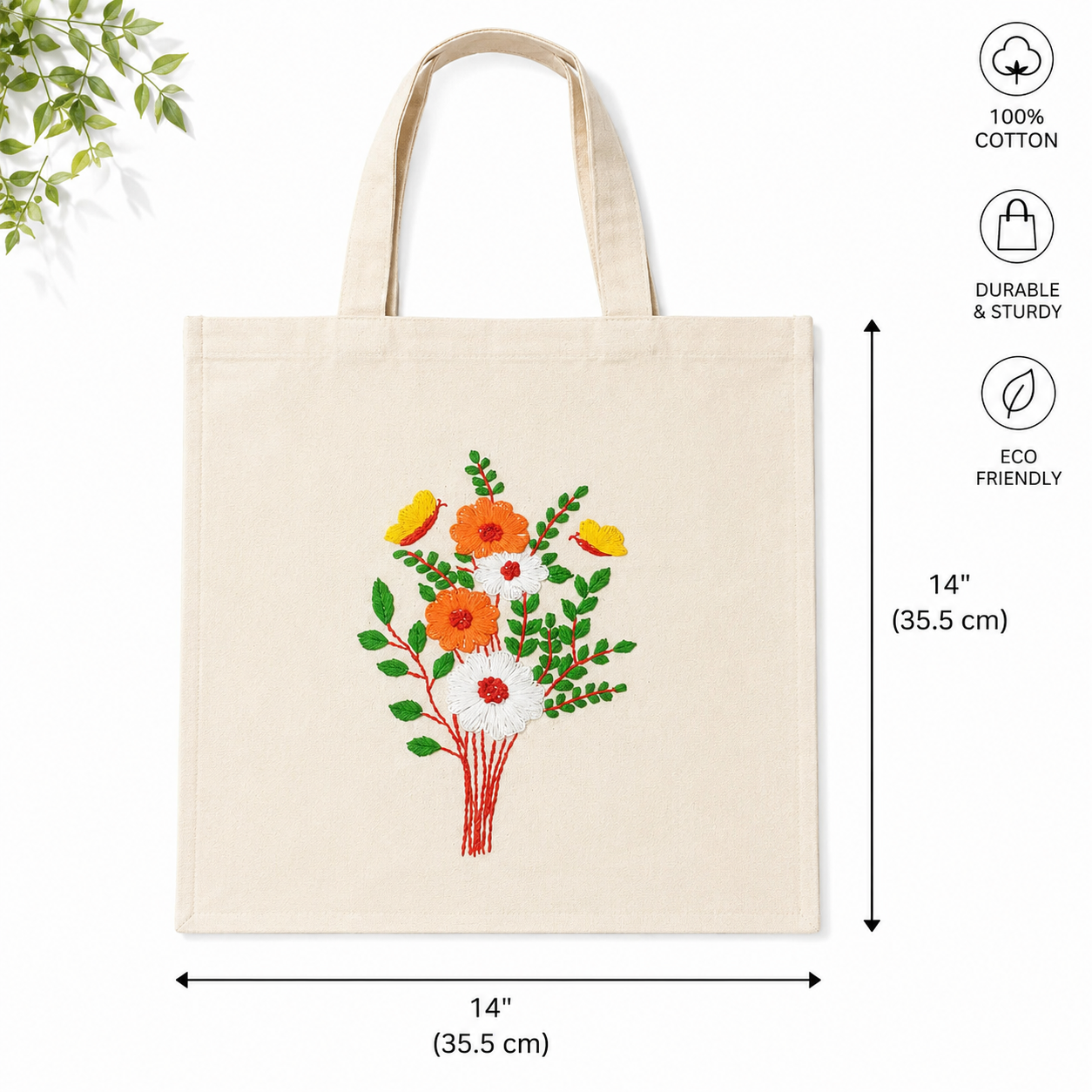 Women's Embroidered Cotton Tote Bag