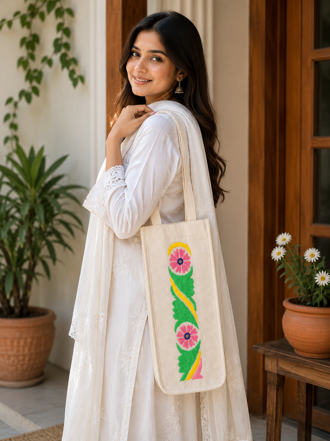 Handmade Cotton Water Bottle Bag