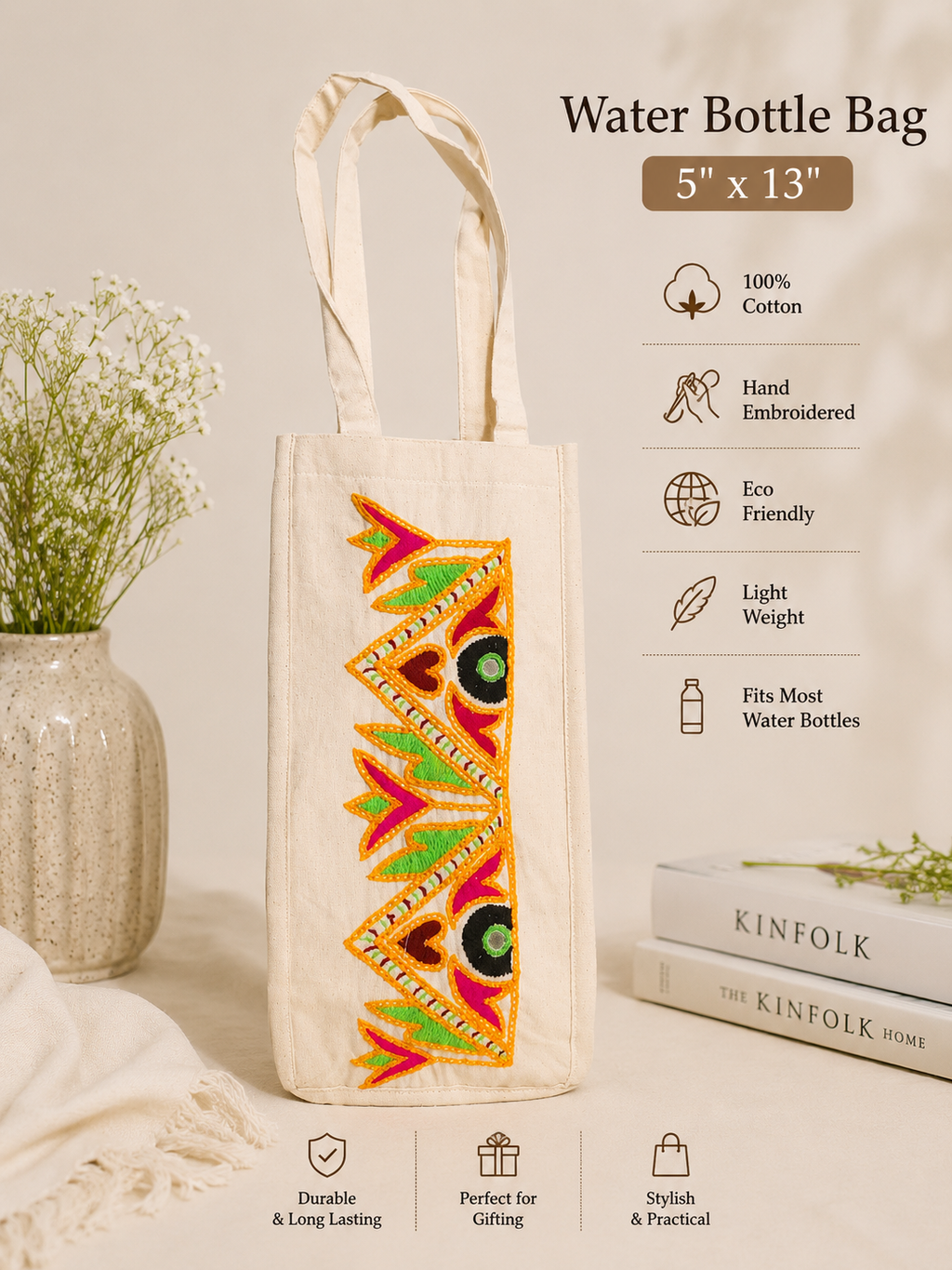 Cotton Water Bottle Bag Ladies