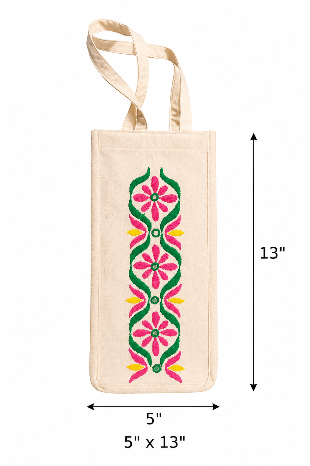 Embroidered Cotton Bottle Bag Women