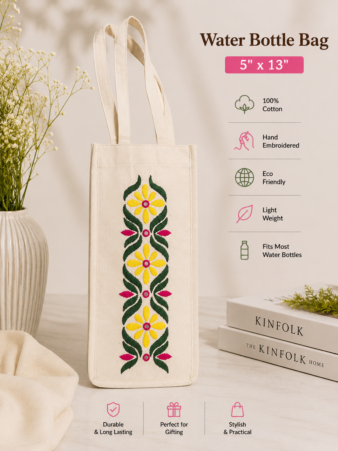 Cotton Gym Water Bottle Bag Ladies
