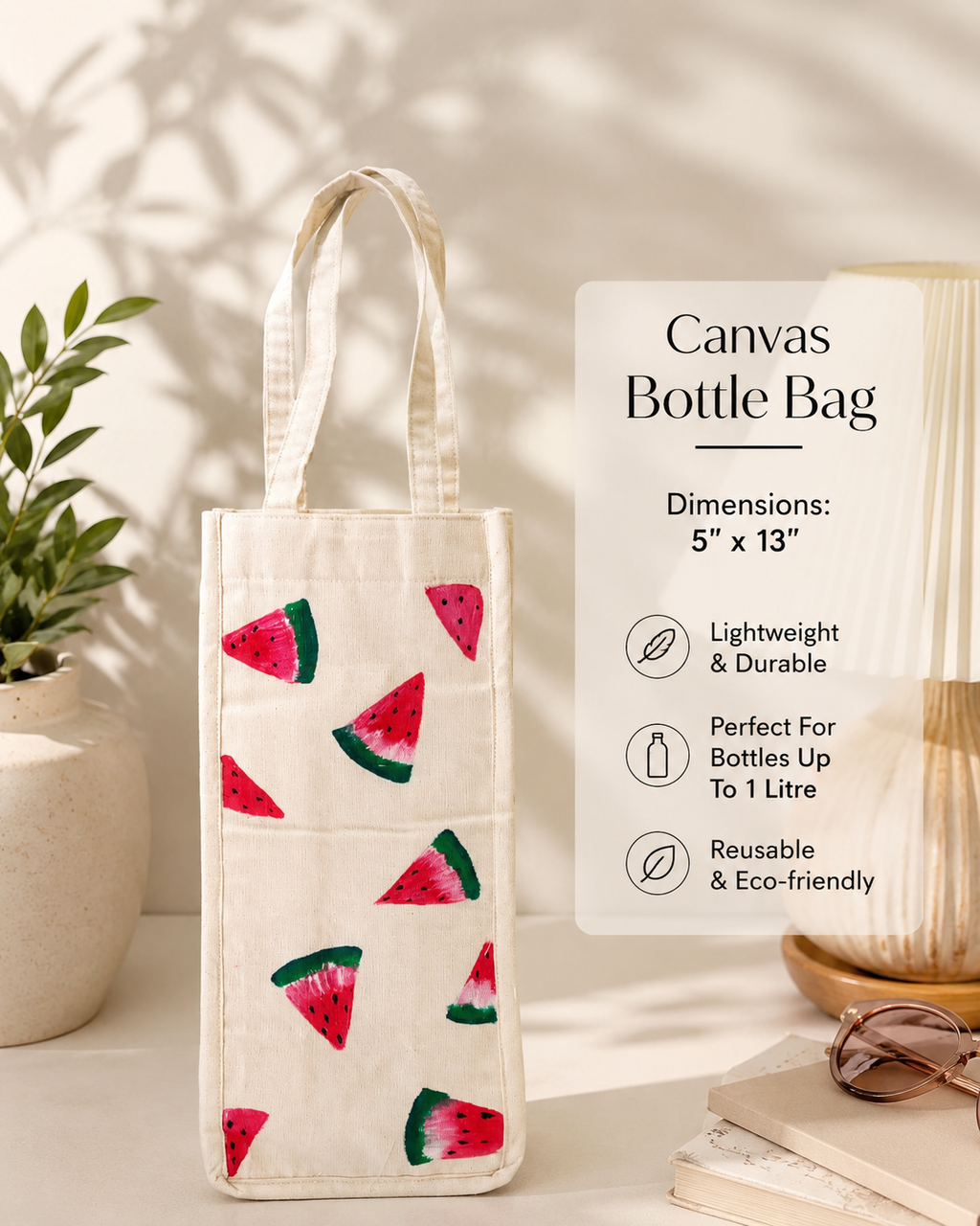 Painted Indian Cotton Bottle Bag Women