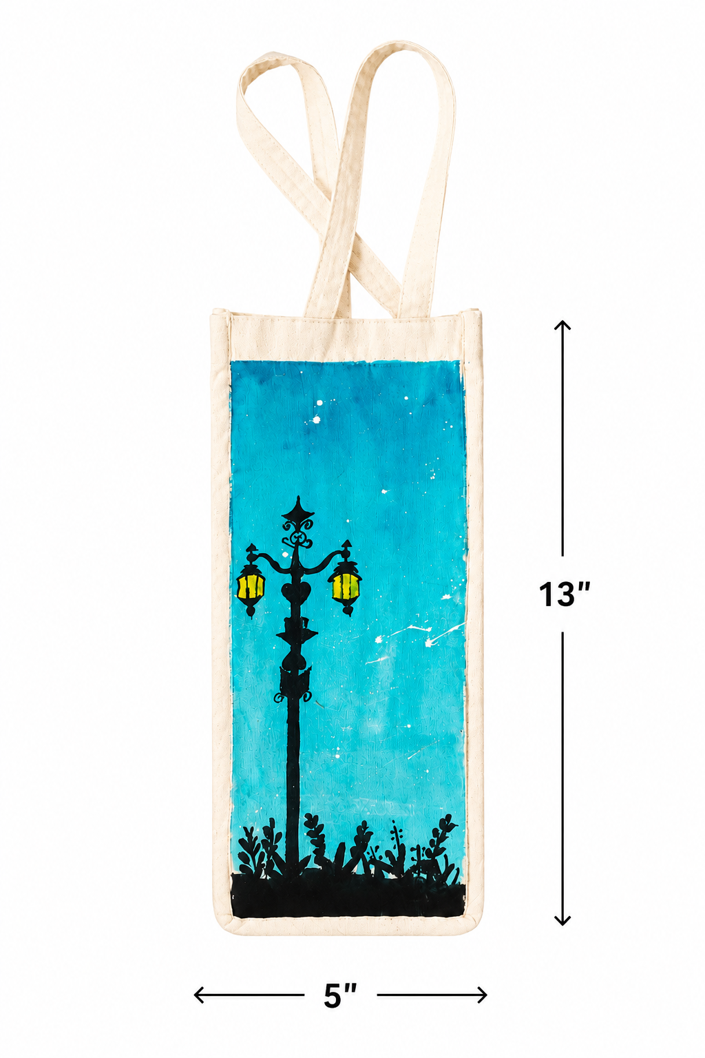 Painted Cotton Bottle Bag Working Women