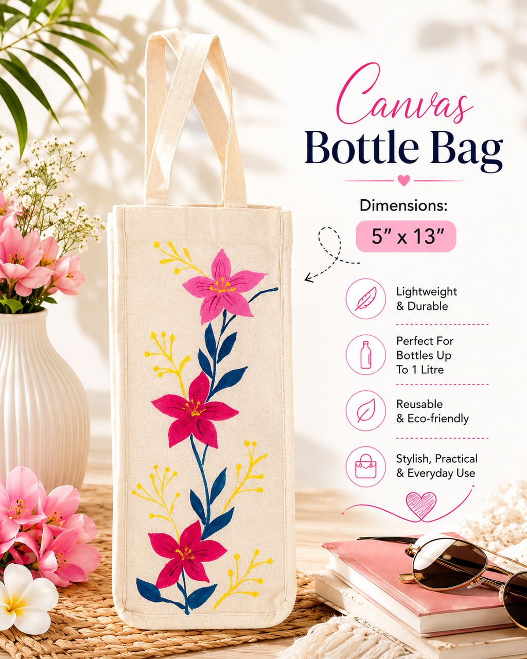 Painted Cotton Kids Bottle Bag Ladies