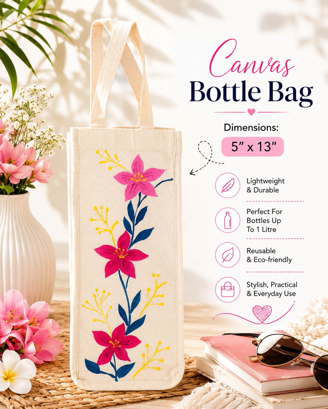 Painted Cotton Kids Bottle Bag Ladies
