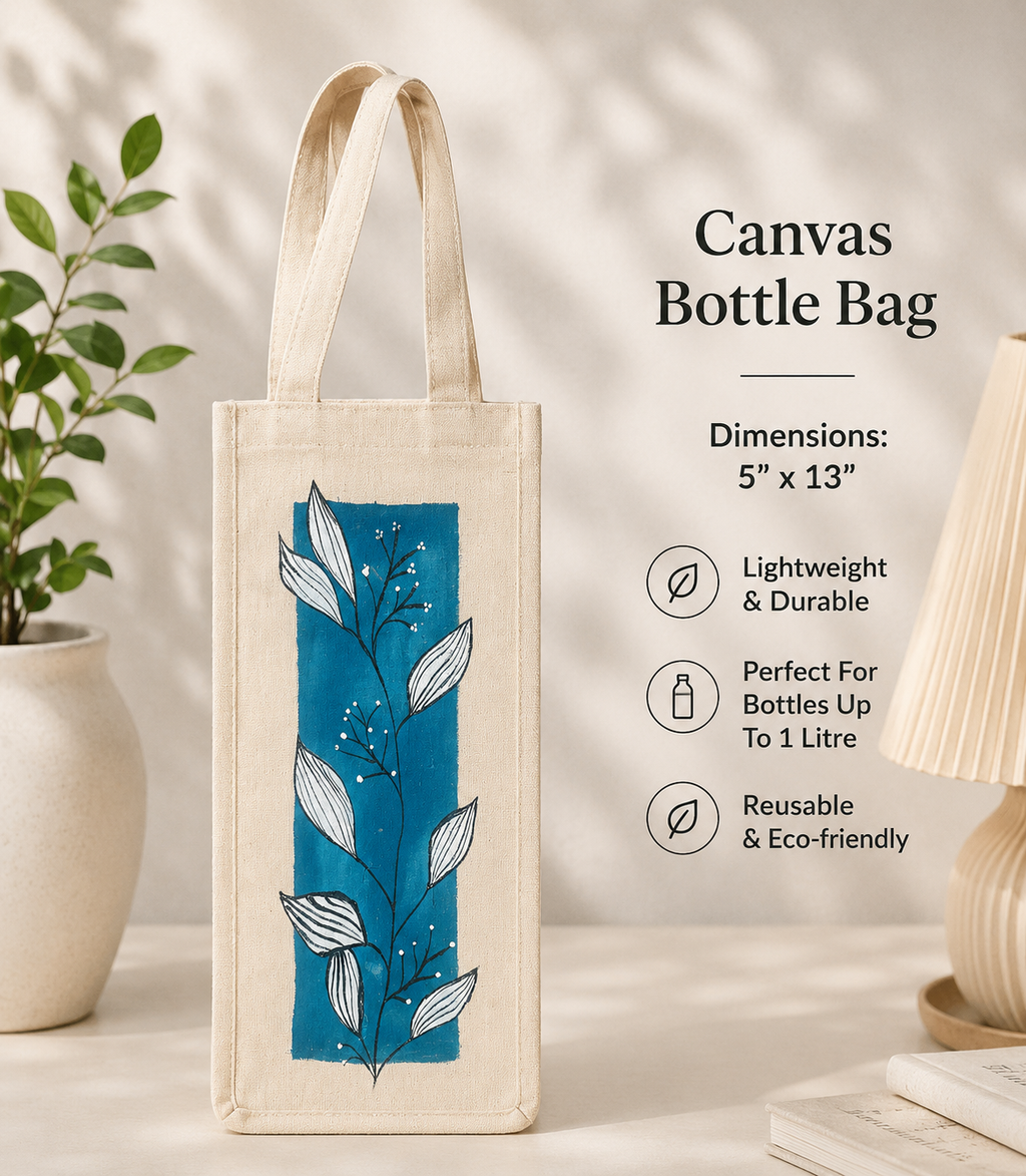 Simple Painted Cotton Bottle Bag