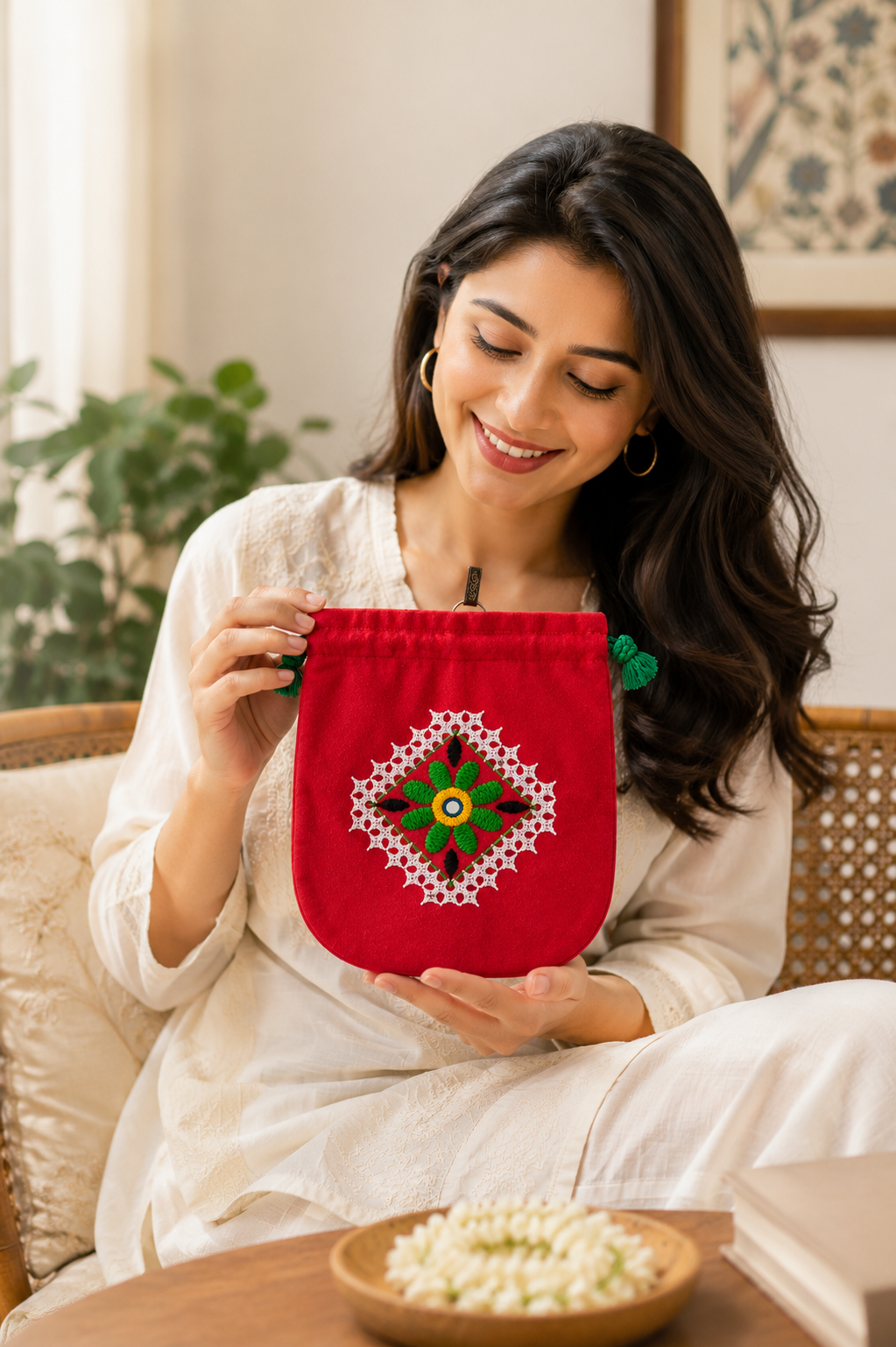 Cotton Drawstring Potli Bag Ladies