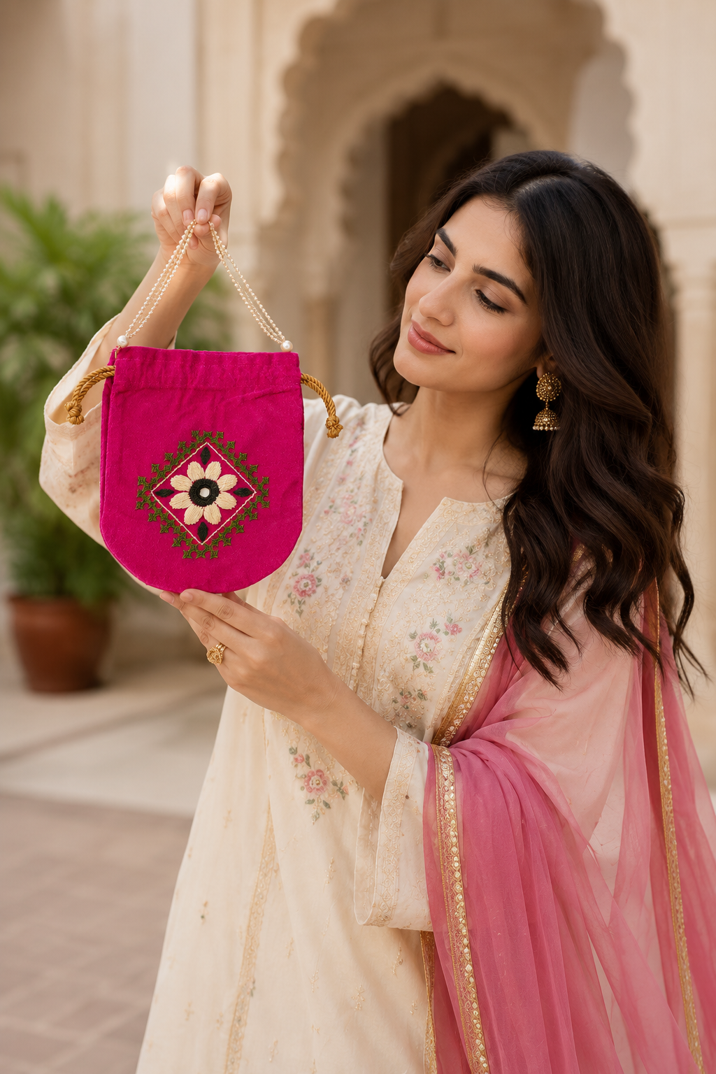 Simple Cotton Potli Bag Ladies