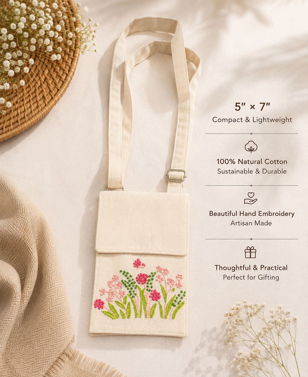 Embroidered Potli Style Mobile Pouch