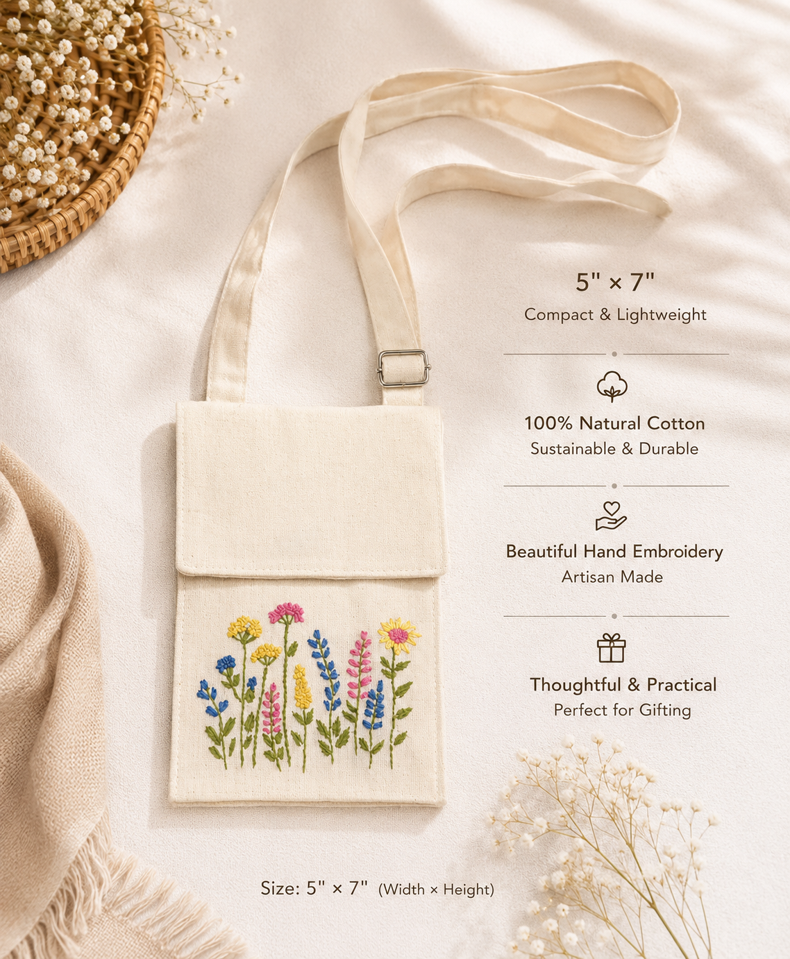 Embroidered Potli Style Mobile Pouch