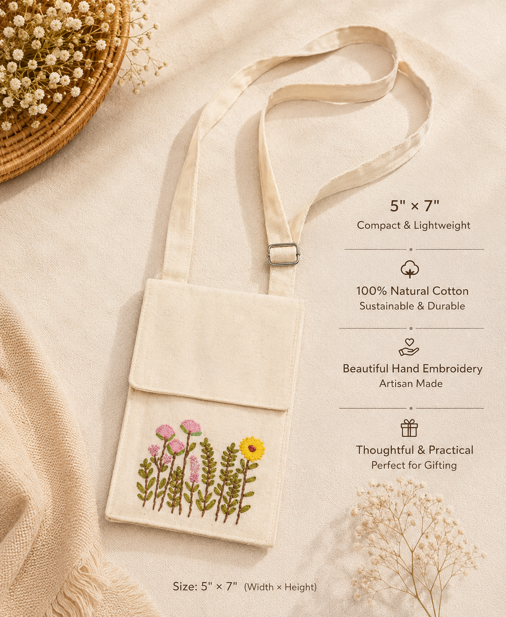 Embroidered Potli Style Mobile Pouch