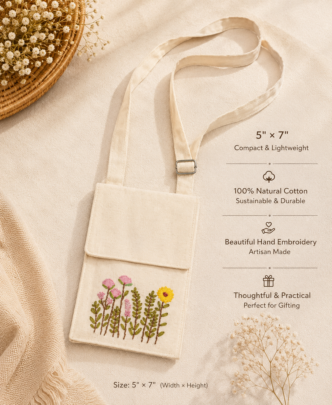 Embroidered Potli Style Mobile Pouch
