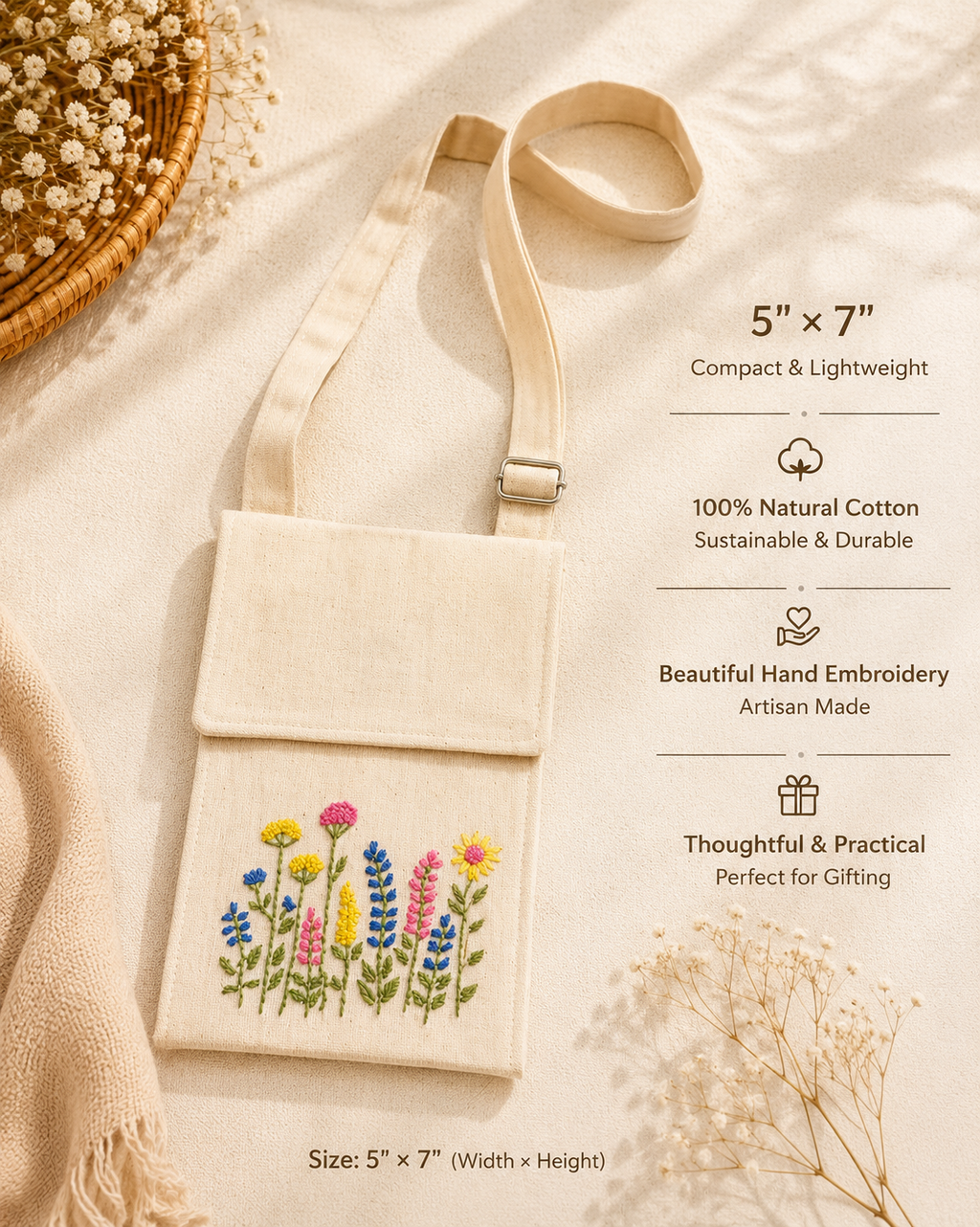 Embroidered Potli Style Mobile Pouch