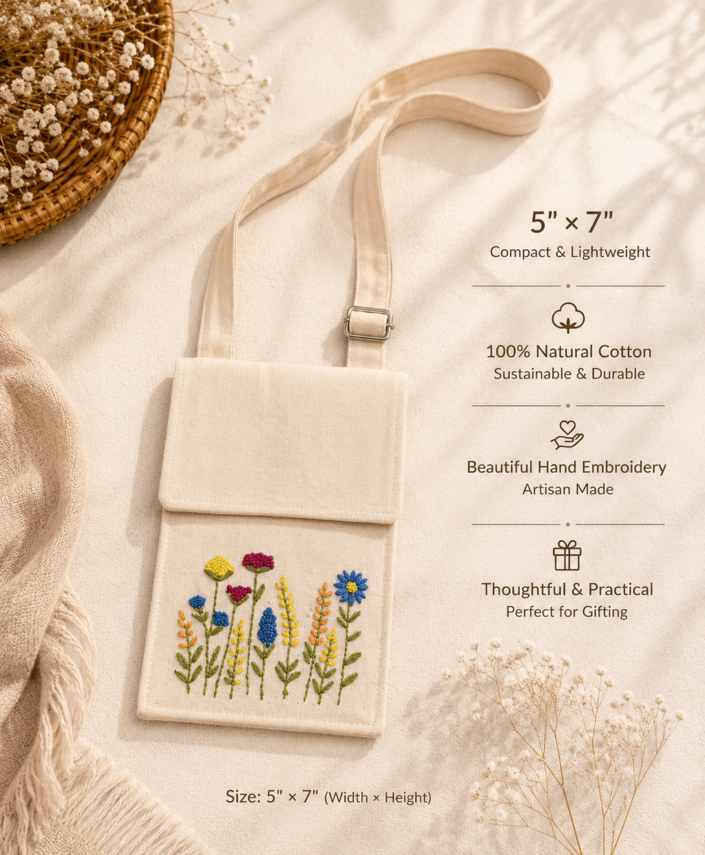 Embroidered Potli Style Mobile Pouch