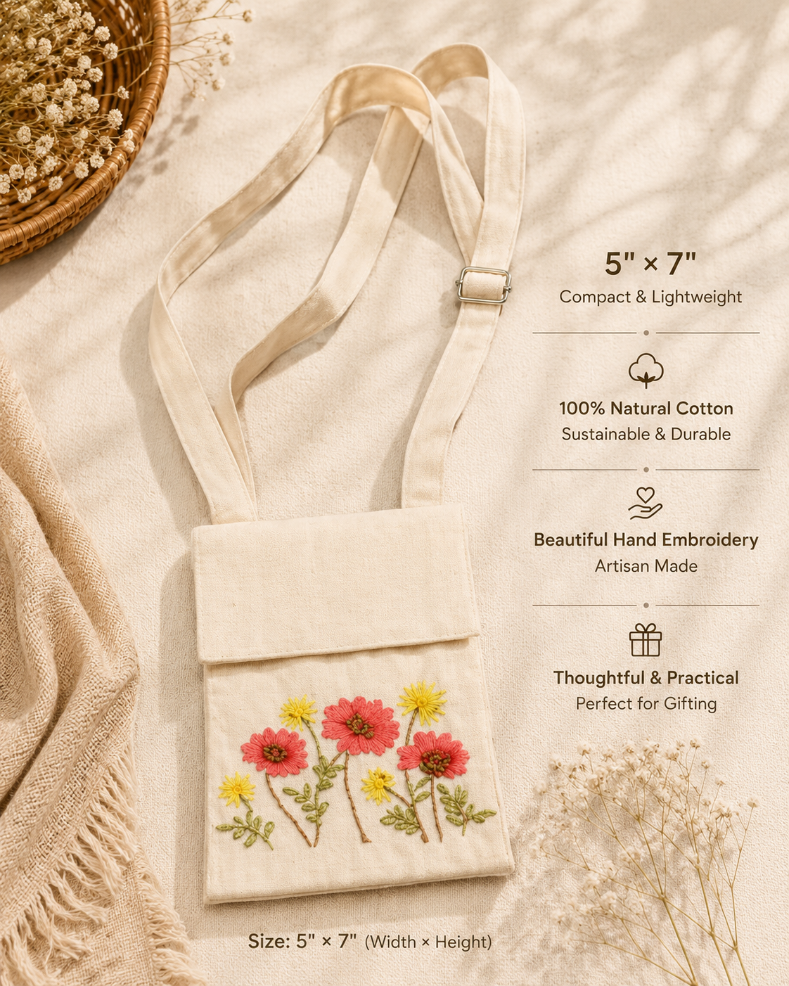 Handwoven Embroidery Phone Pouch Bag