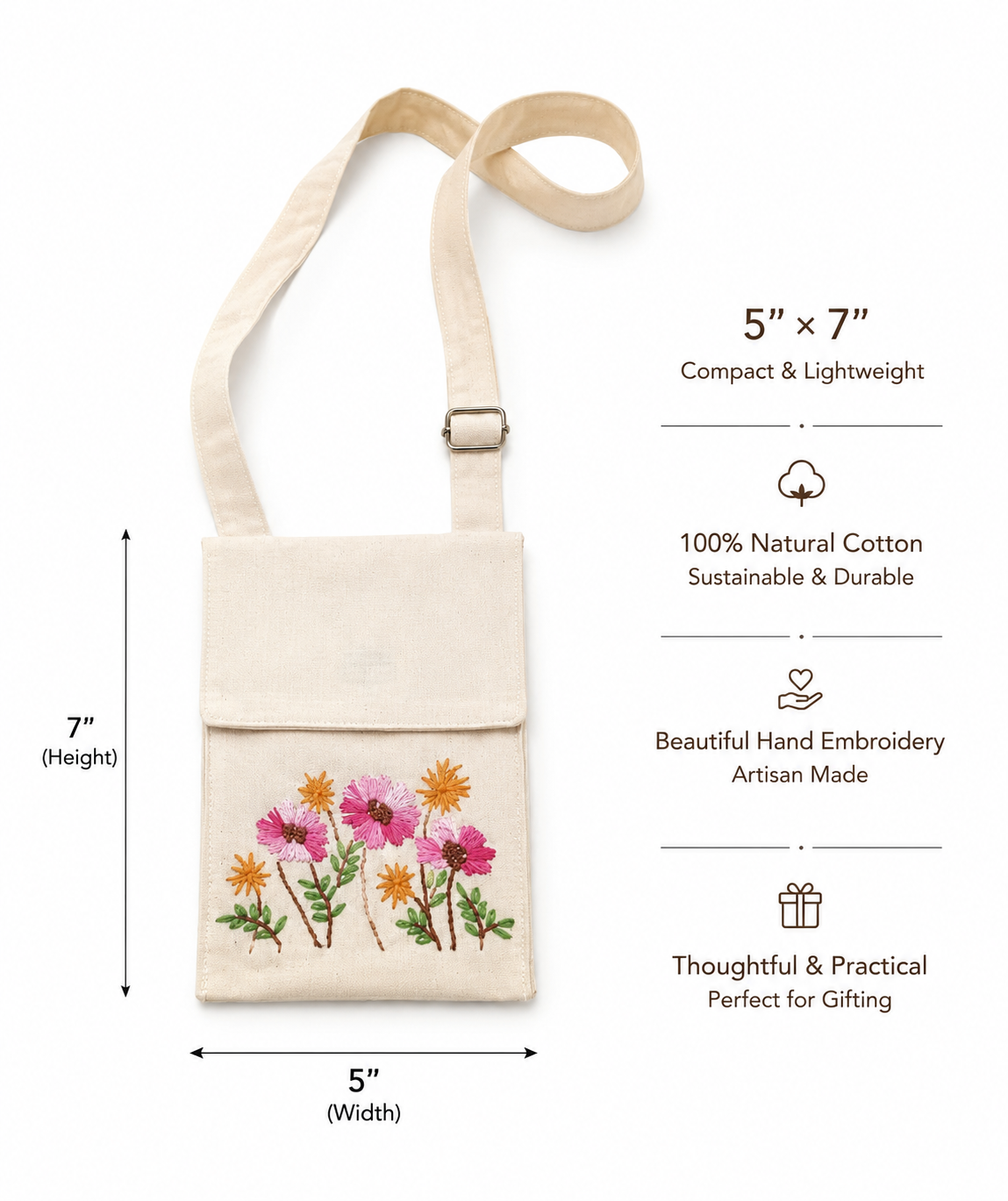 Handwoven Embroidery Phone Pouch Bag