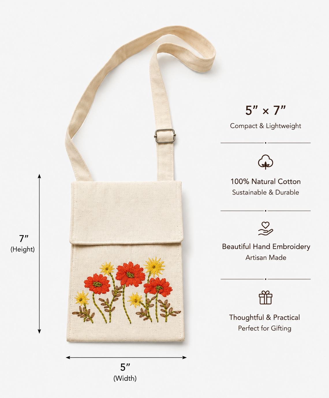 Handwoven Embroidery Phone Pouch Bag