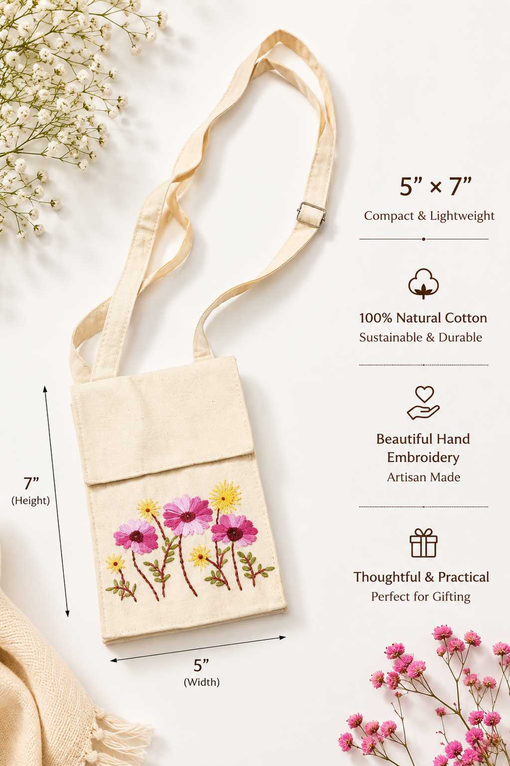 Handwoven Embroidery Phone Pouch Bag