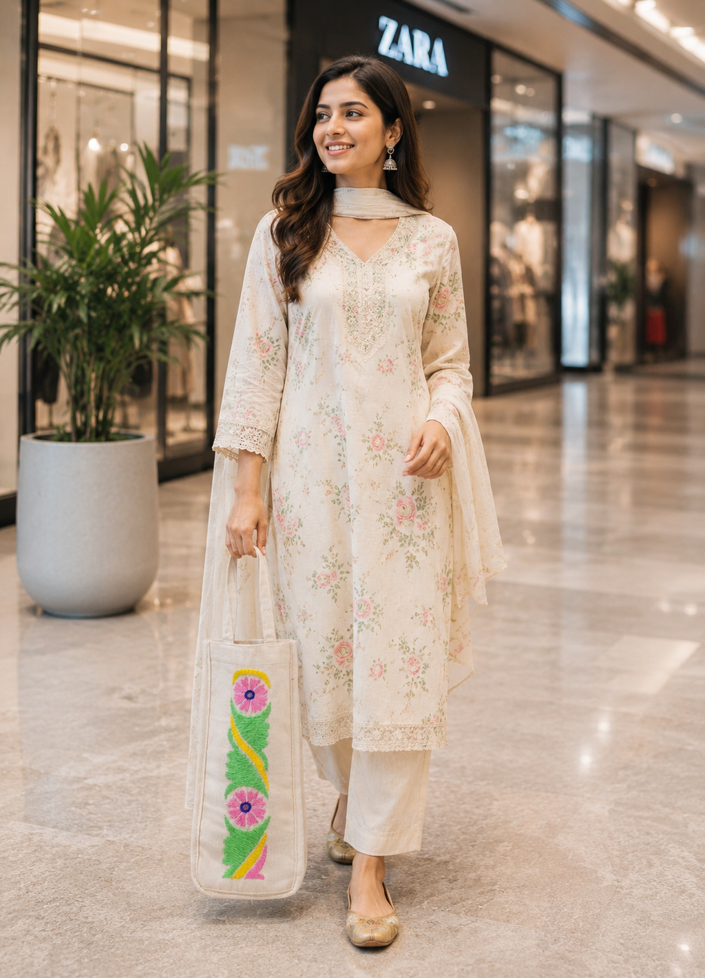 Handmade Embroidery Cotton Water Bottle Bag