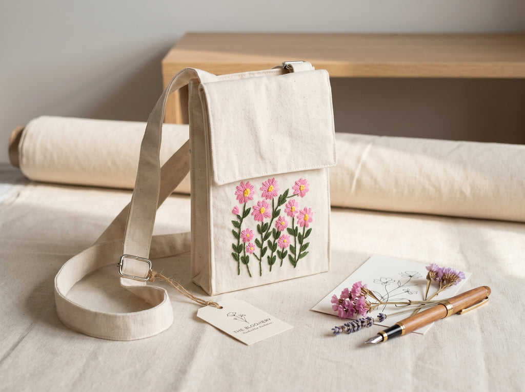 Embroidered Mobile Pouch | Handcrafted Floral Pouch