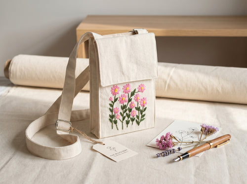 Embroidered Mobile Pouch | Handcrafted Floral Pouch