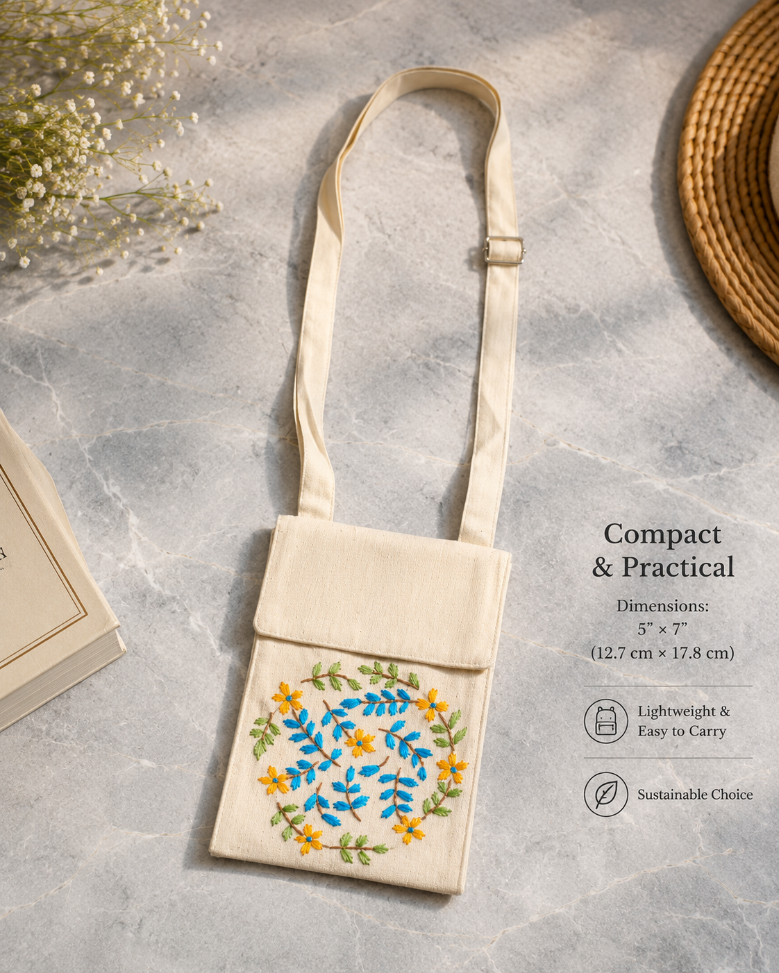 Embroidered Mobile Sling Pouch