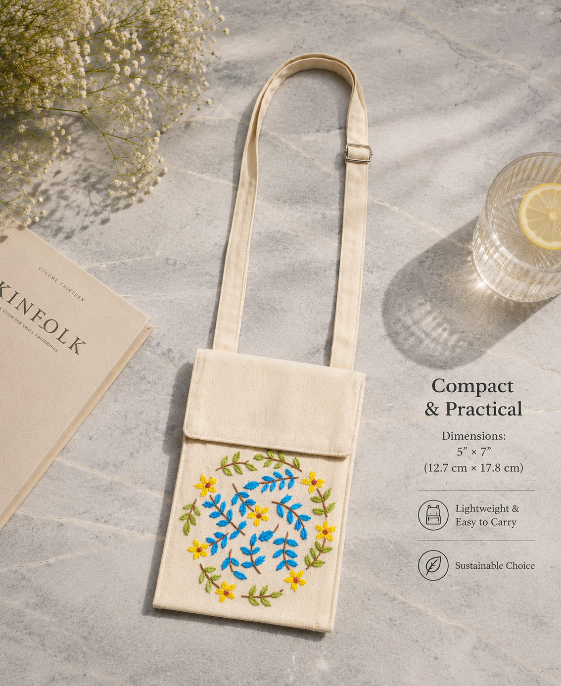 Embroidered Mobile Sling Pouch