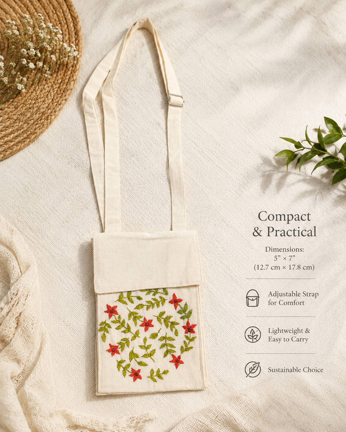 Embroidered Mobile Sling Pouch