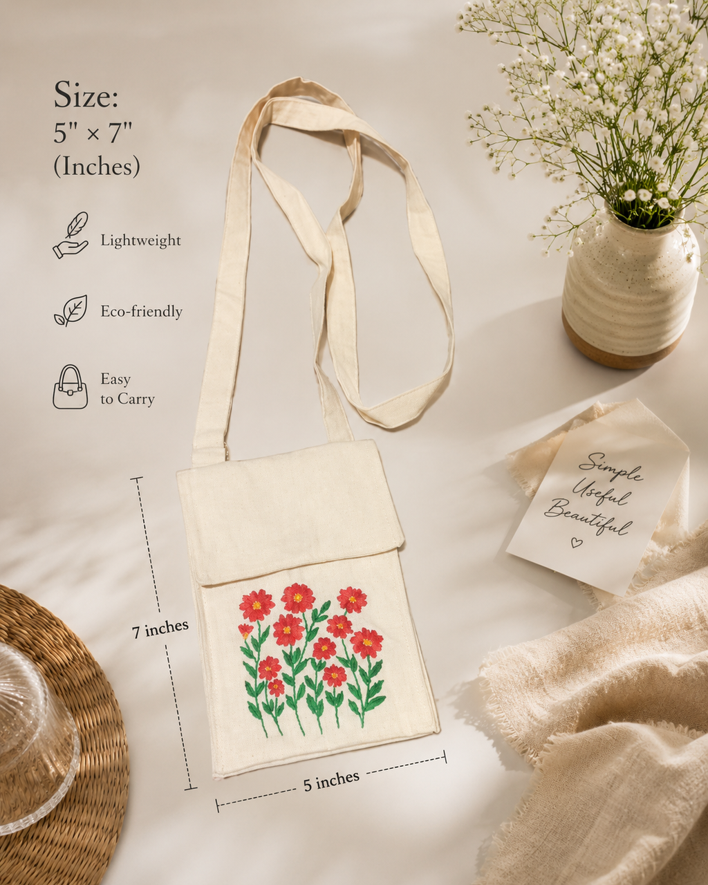 Embroidered Phone Pouch With Tassel