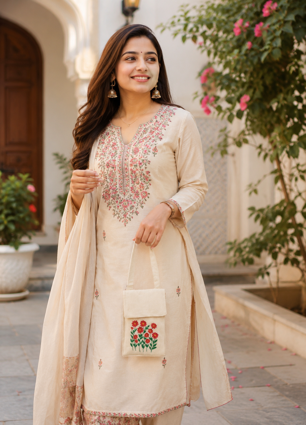 Embroidered Phone Pouch With Tassel