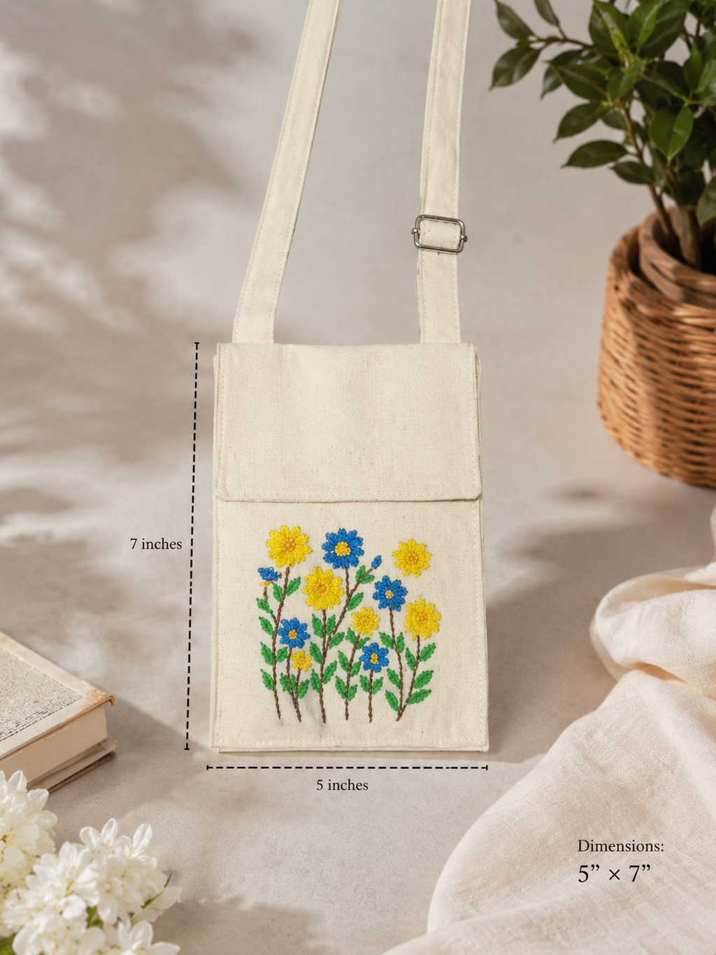 Embroidered Phone Pouch With Tassel