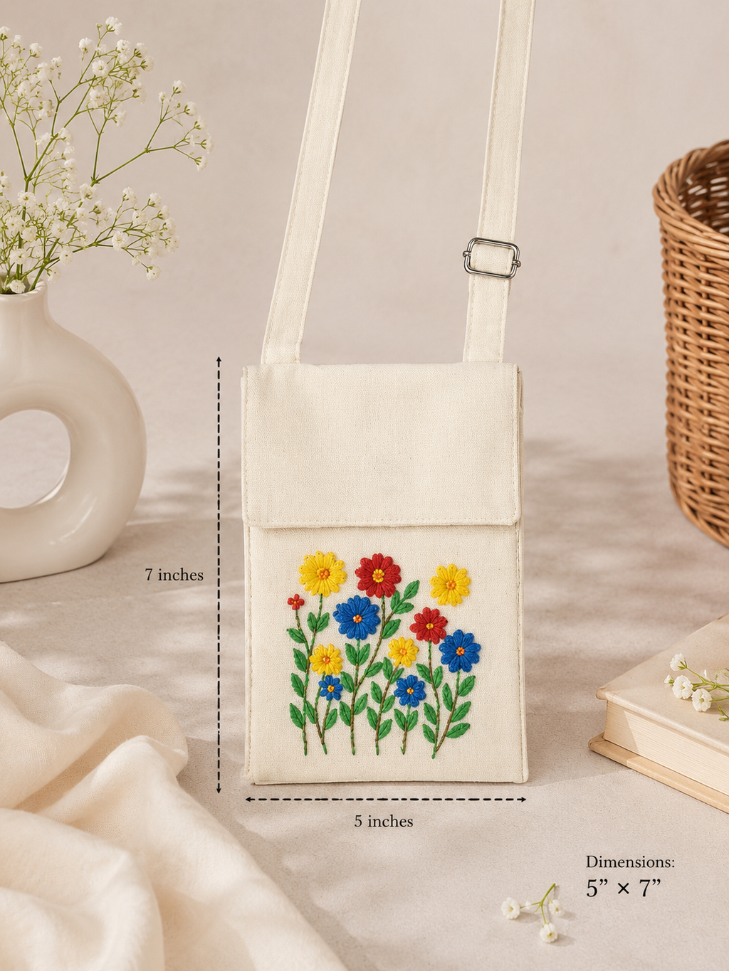 Embroidered Phone Pouch With Tassel