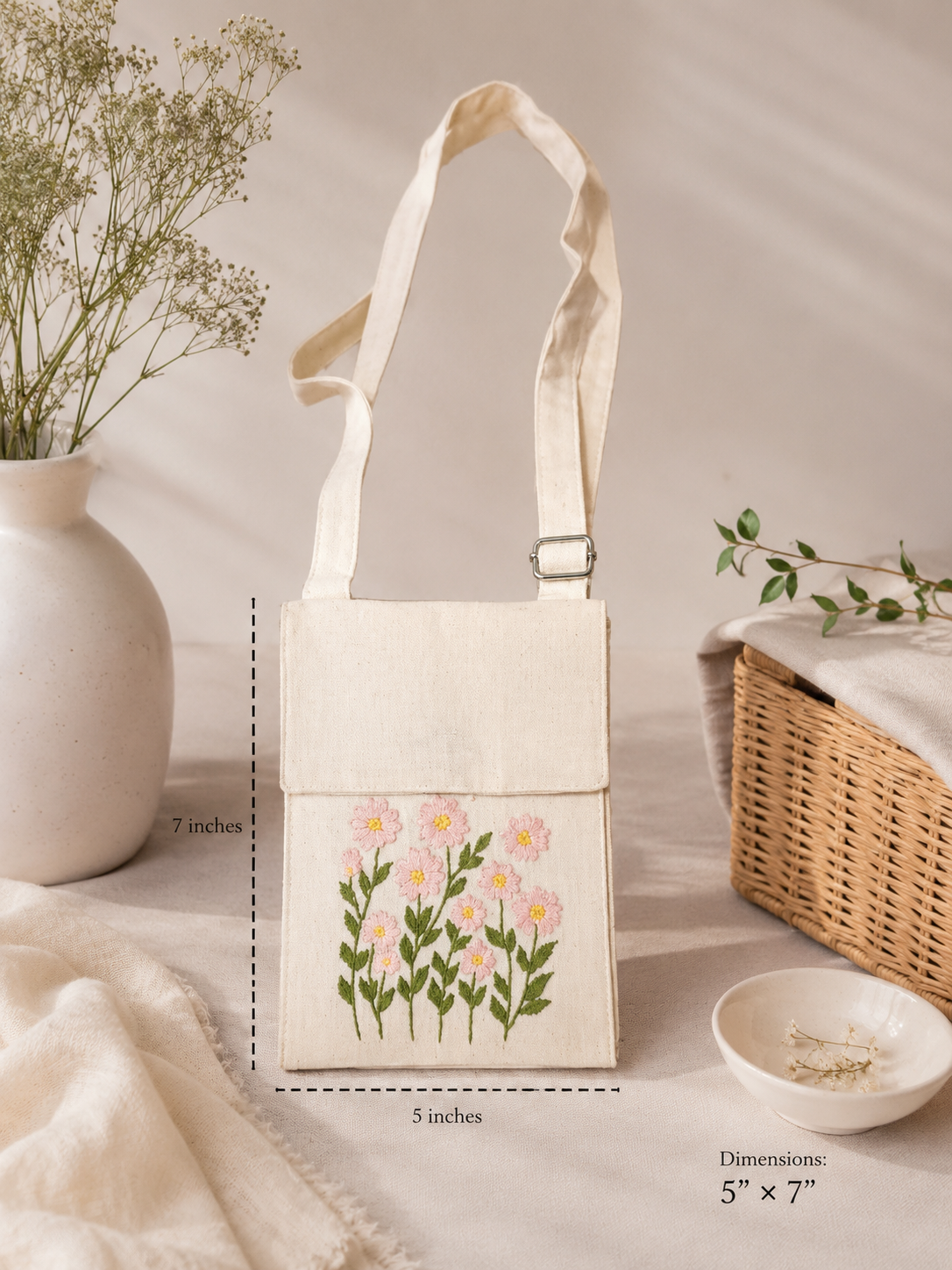Embroidered Phone Pouch With Tassel