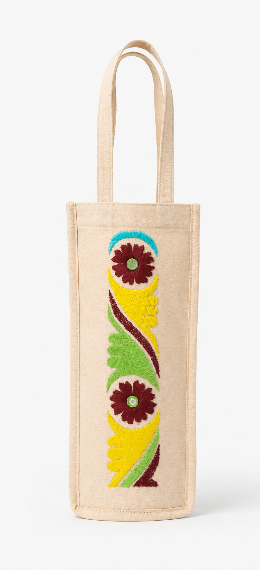 Handmade Embroidered Water Bottle Bag