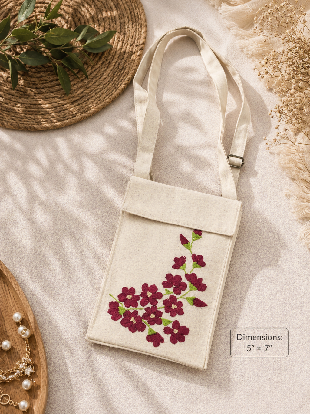 Hand Embroidered Phone Bag
