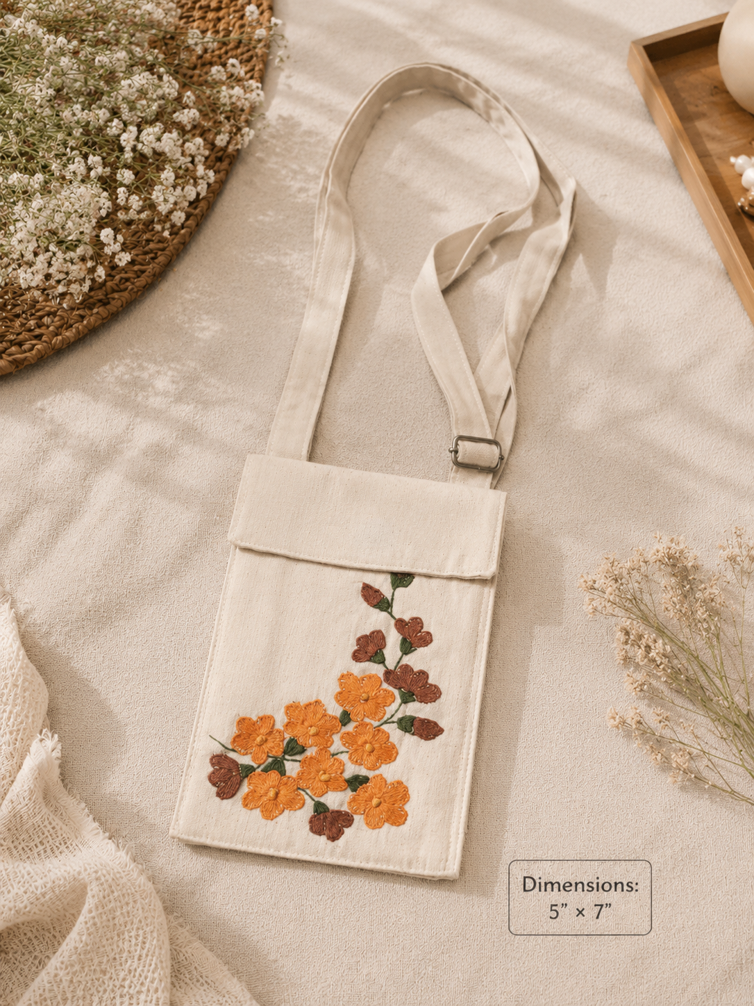 Hand Embroidered Phone Bag