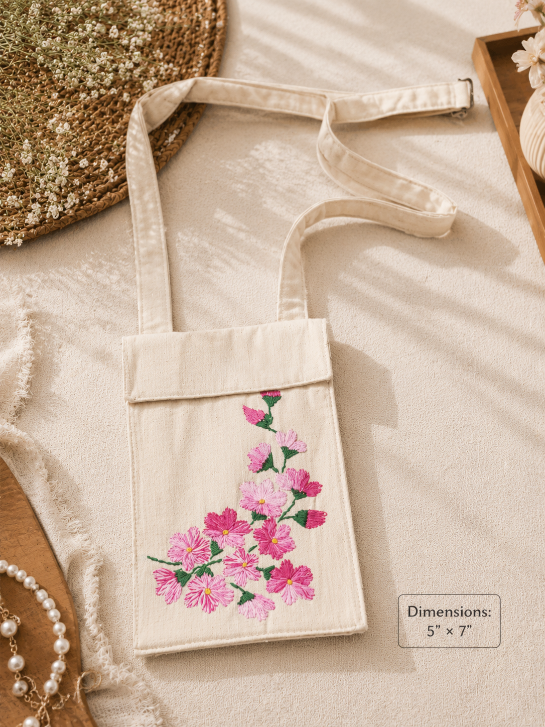 Hand Embroidered Phone Bag