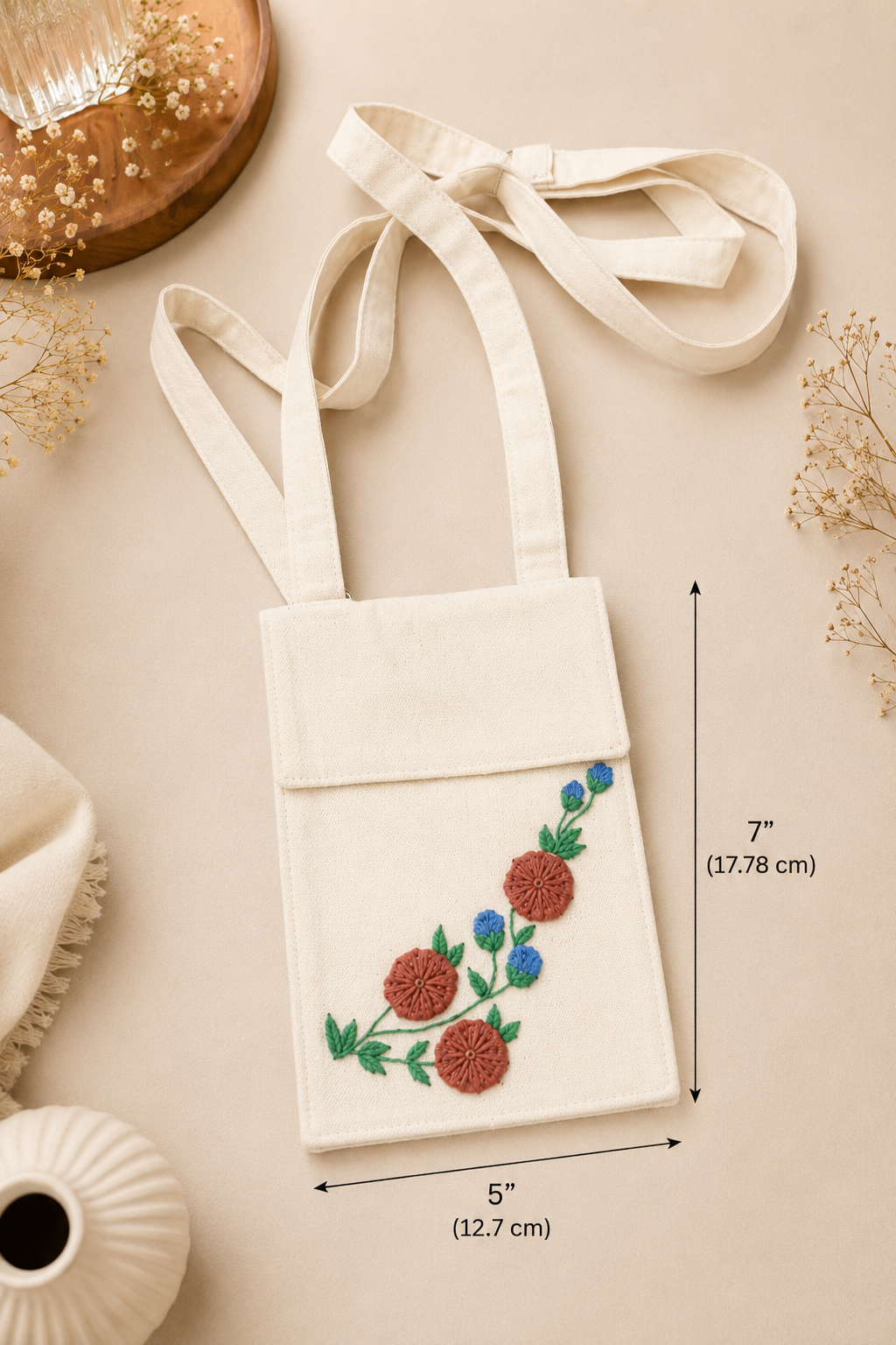 Handcrafted Kantha Stitch Mobile Pouch