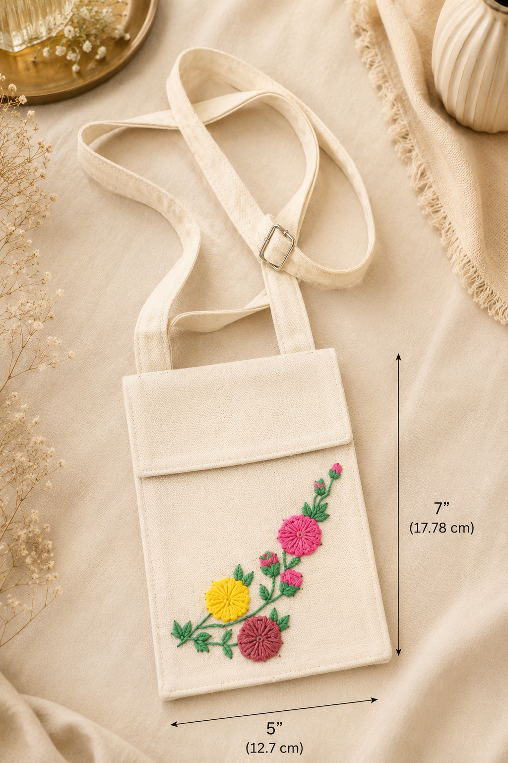 Handcrafted Kantha Stitch Mobile Pouch