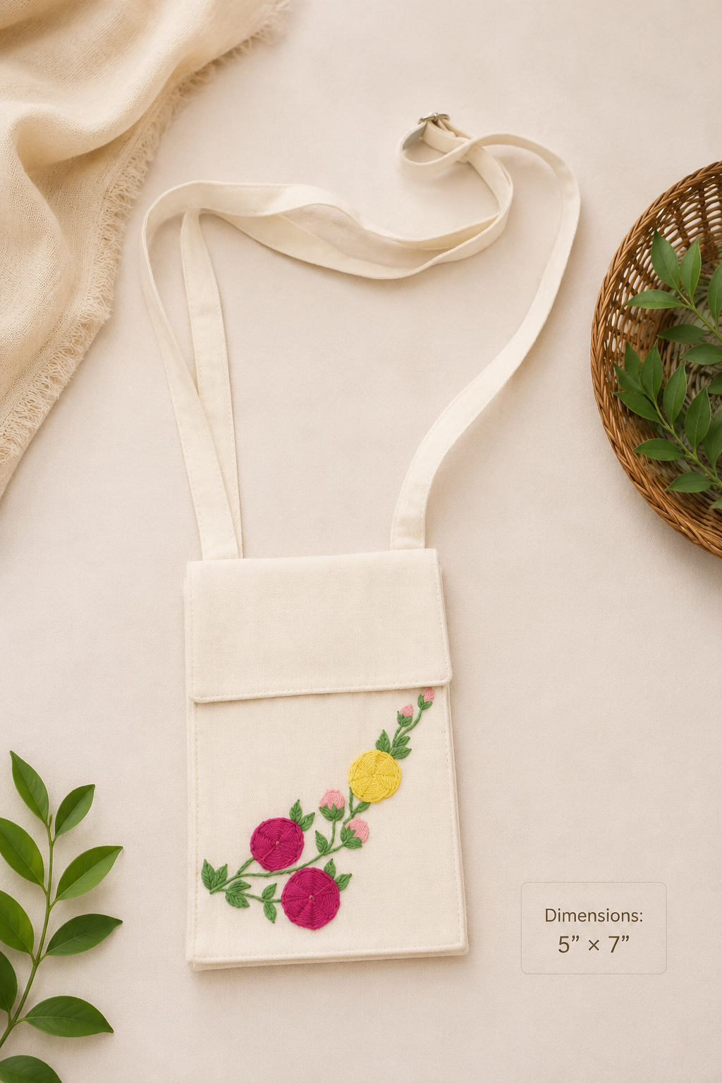 Handcrafted Kantha Stitch Mobile Pouch